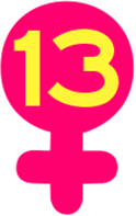 The number thirteen in a Venus symbol