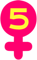 A number five inside a Venus symbol
